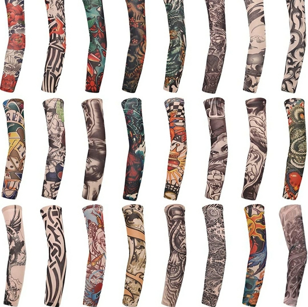 24 PCS Fake Temporary Tattoo Sleeves Arm Sleeves for Party Body Art and Printed